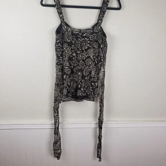 Women's Ann Taylor Brown Chiffon Floral Ruched Business Casual Attire Size 02 - Picture 6 of 11